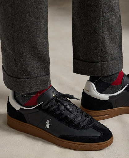 Polo Ralph Lauren Men's Bedford Leather & Suede Sneakers - BLACK/WHITE