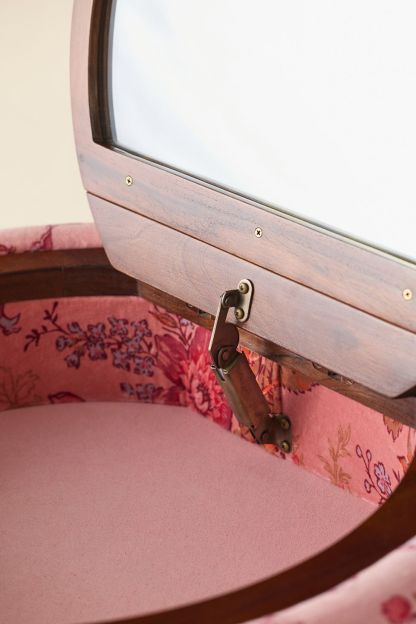 Jane Upholstered Vanity & Stool Set - Pink Floral - view 4