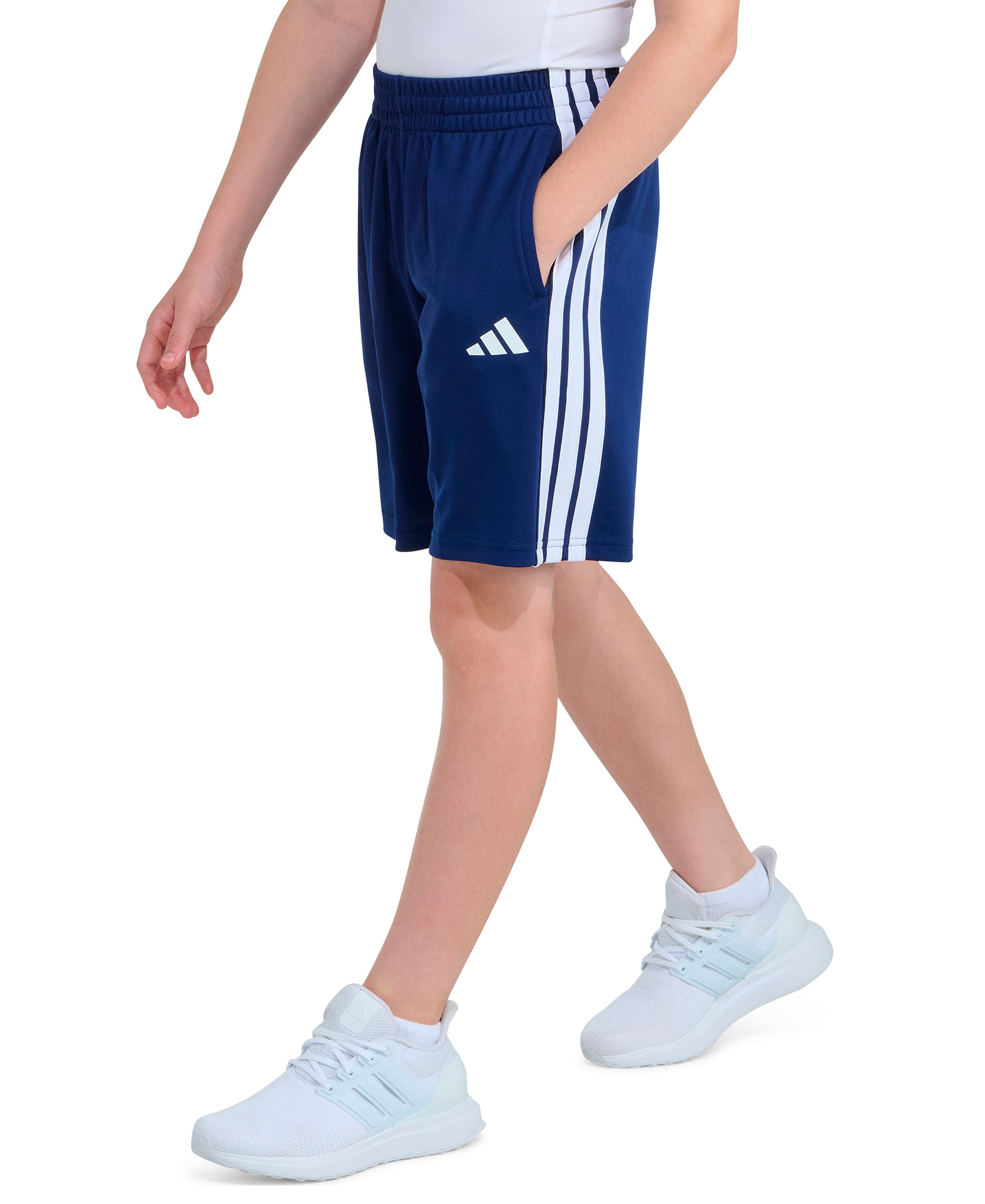 adidas Boys' 8-18 Elastic Waistband Drawcord Shorts - Dark Blue