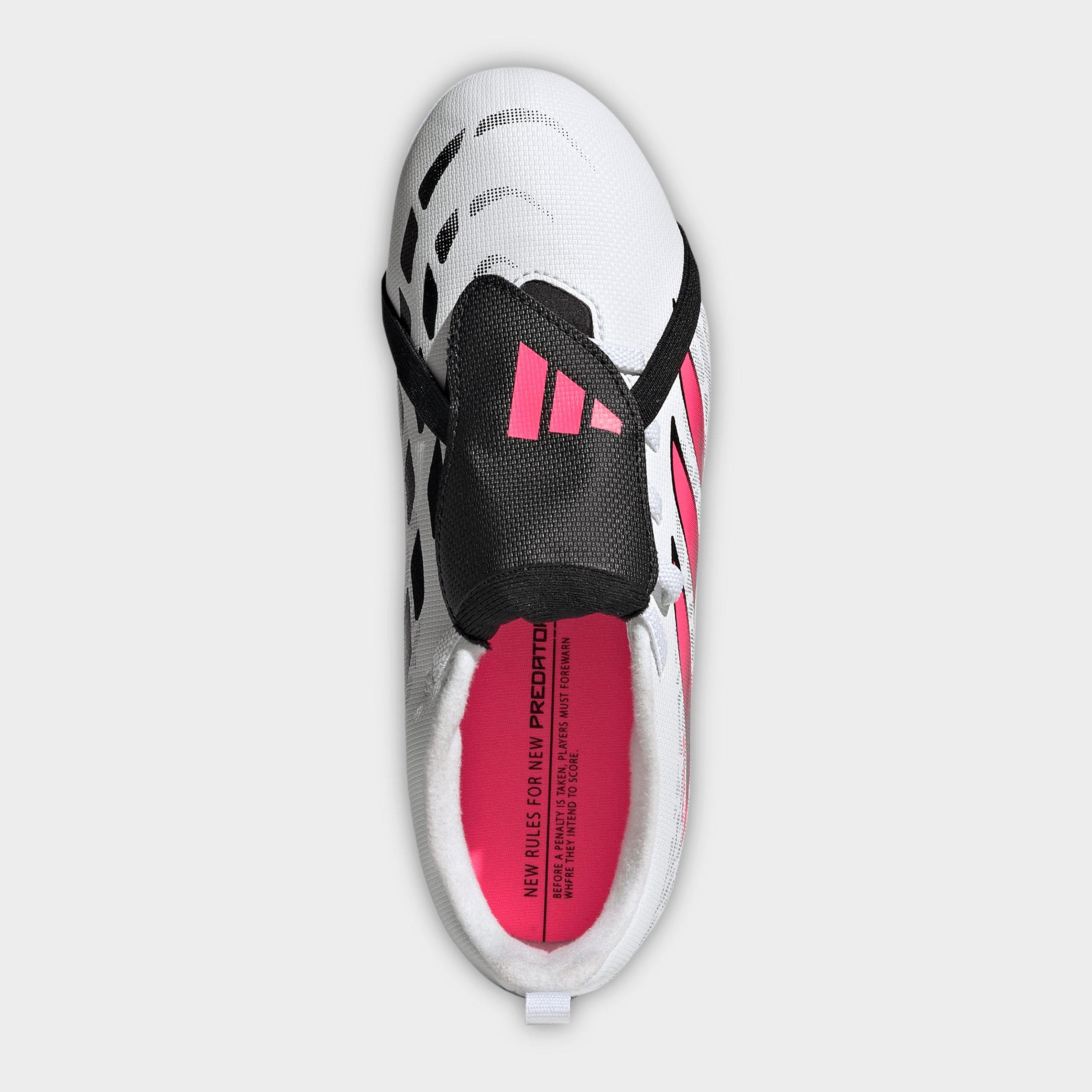 Big Kids' adidas Predator Club Fold Over Tongue Firm Ground and Multi Ground Soccer Cleats - White/Solar Turbo/Black (IH2097-100) - Top view
