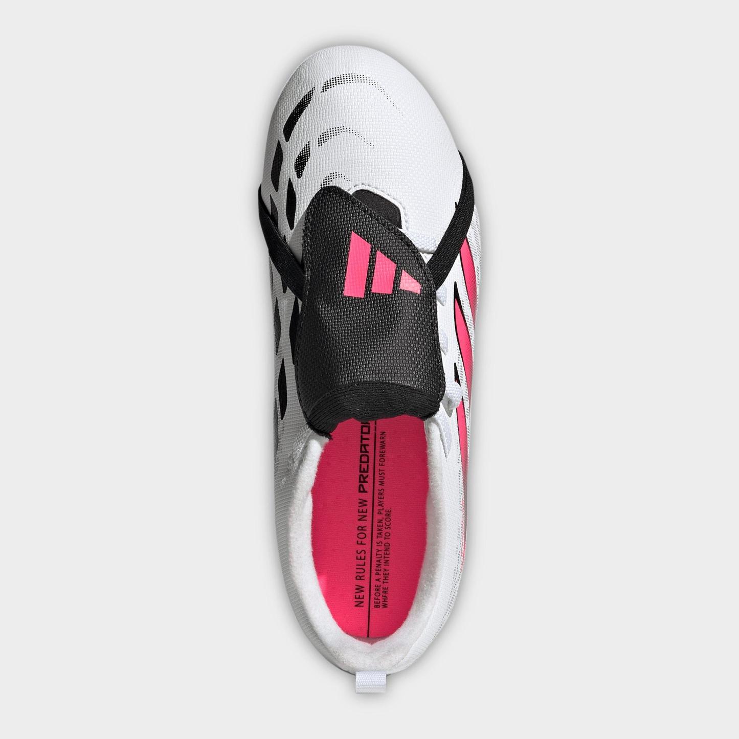 Big Kids' adidas Predator Club Fold Over Tongue Firm Ground and Multi Ground Soccer Cleats - White/Solar Turbo/Black (IH2097-100) - Top view