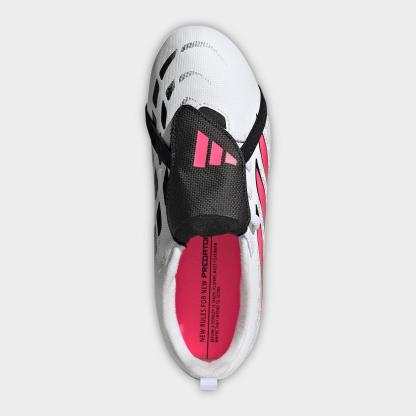 Big Kids' adidas Predator Club Fold Over Tongue Firm Ground and Multi Ground Soccer Cleats - White/Solar Turbo/Black (IH2097-100) - Top view
