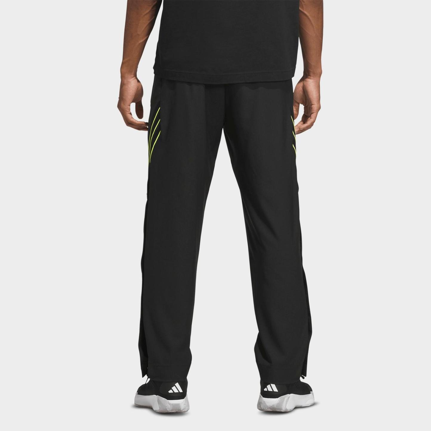 Men's adidas Crazy Lite Woven Basketball Pants - Black/Solar Lemon - view 3