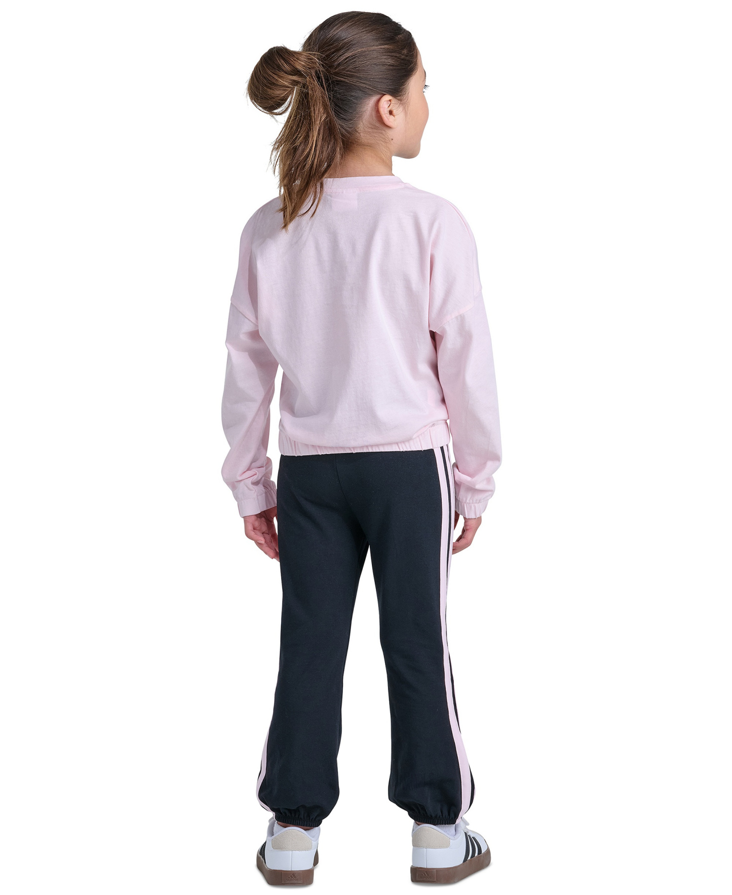 adidas Girls' 2T-6X Long-Sleeve Sweatshirt and Pants, 2-Piece Set - Distilled Pink/Black