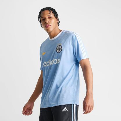 Men's adidas Originals Jacquard Print Lifestyle Soccer Jersey - Ash Blue - view 1