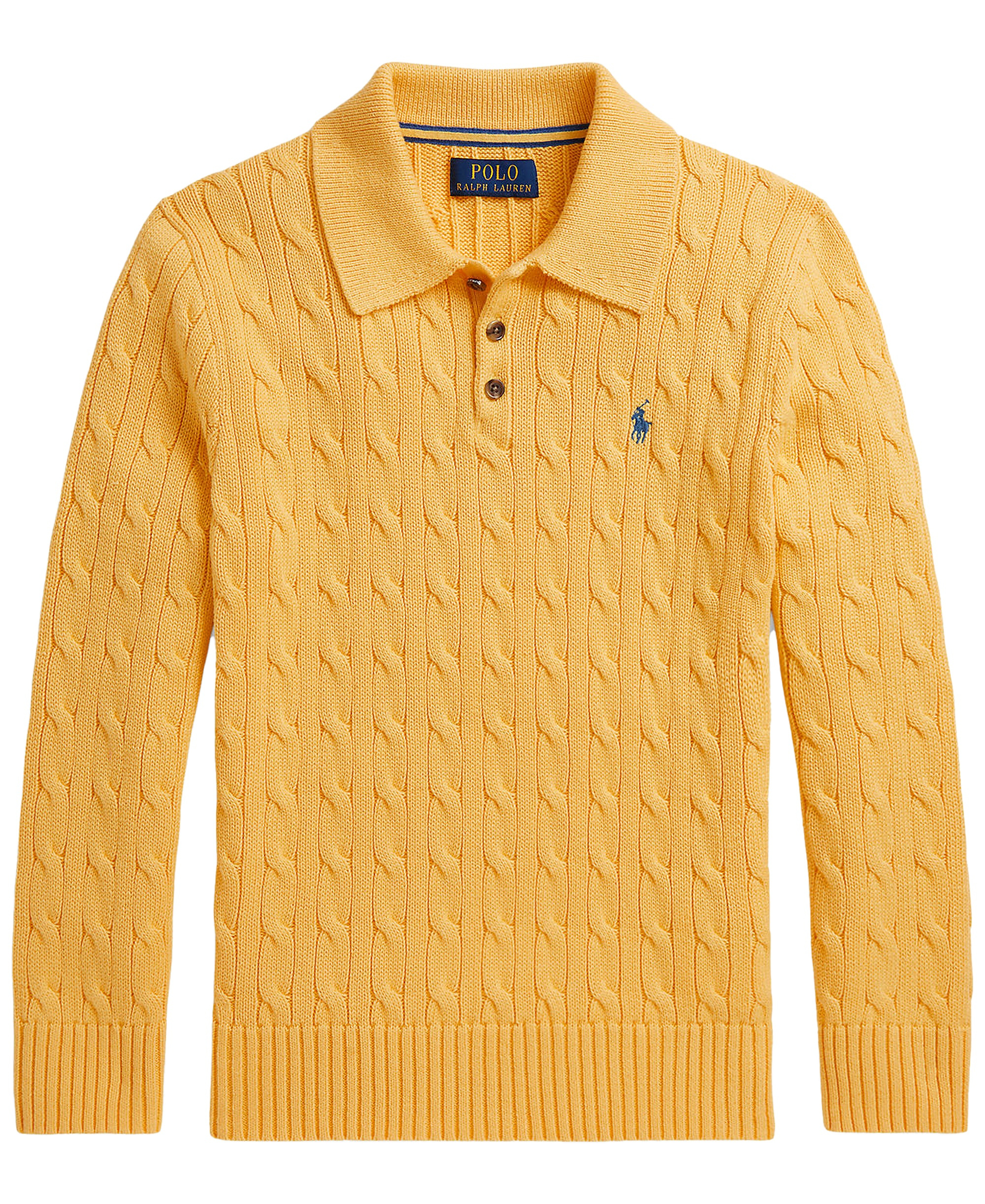 Polo Ralph Lauren Boys' 8-20 Cable-Knit Cotton Polo Sweater - Beach Yellow