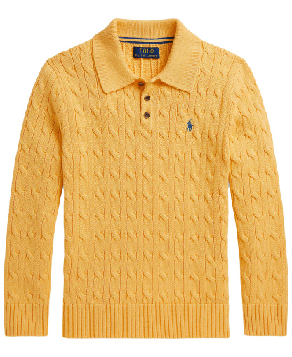 Polo Ralph Lauren Boys' 8-20 Cable-Knit Cotton Polo Sweater - Beach Yellow