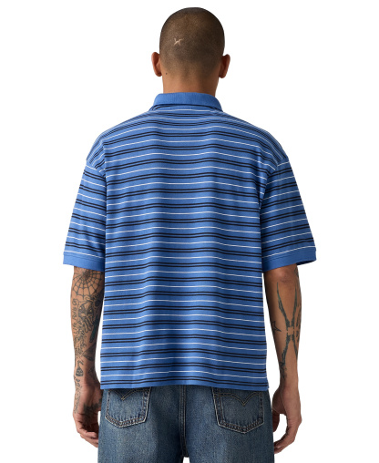 Levi's Men's Striped Pattern Boxy Polo Shirt - Delft