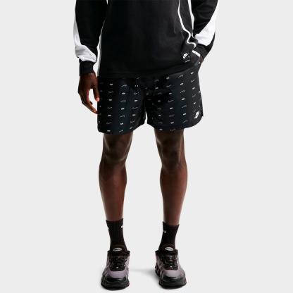 Men's Nike Sportswear Club Monogram Woven Flow Shorts - Black/White