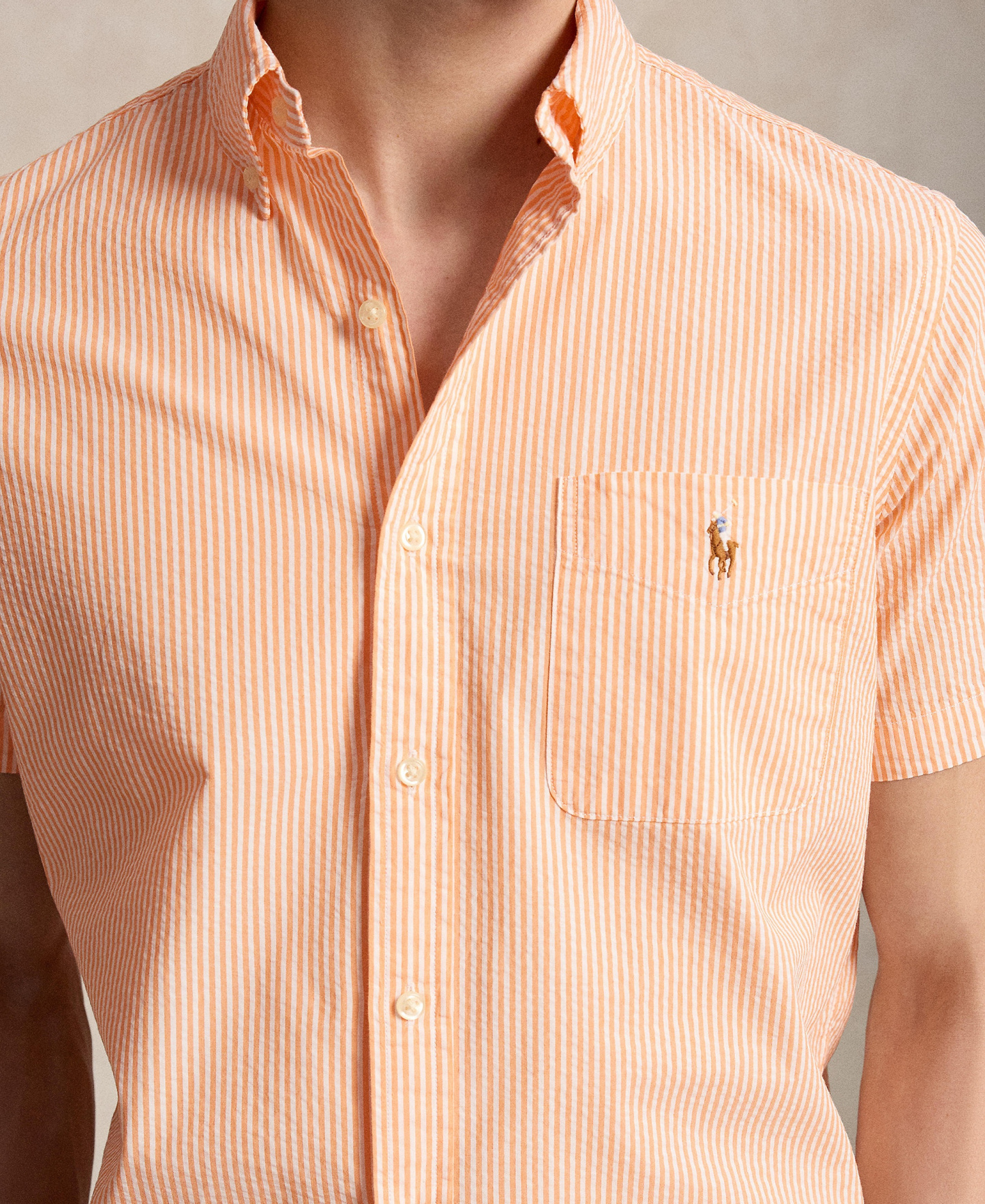 Polo Ralph Lauren Men's RL Prepster Classic-Fit Seersucker Shirt - Classic Peach/White