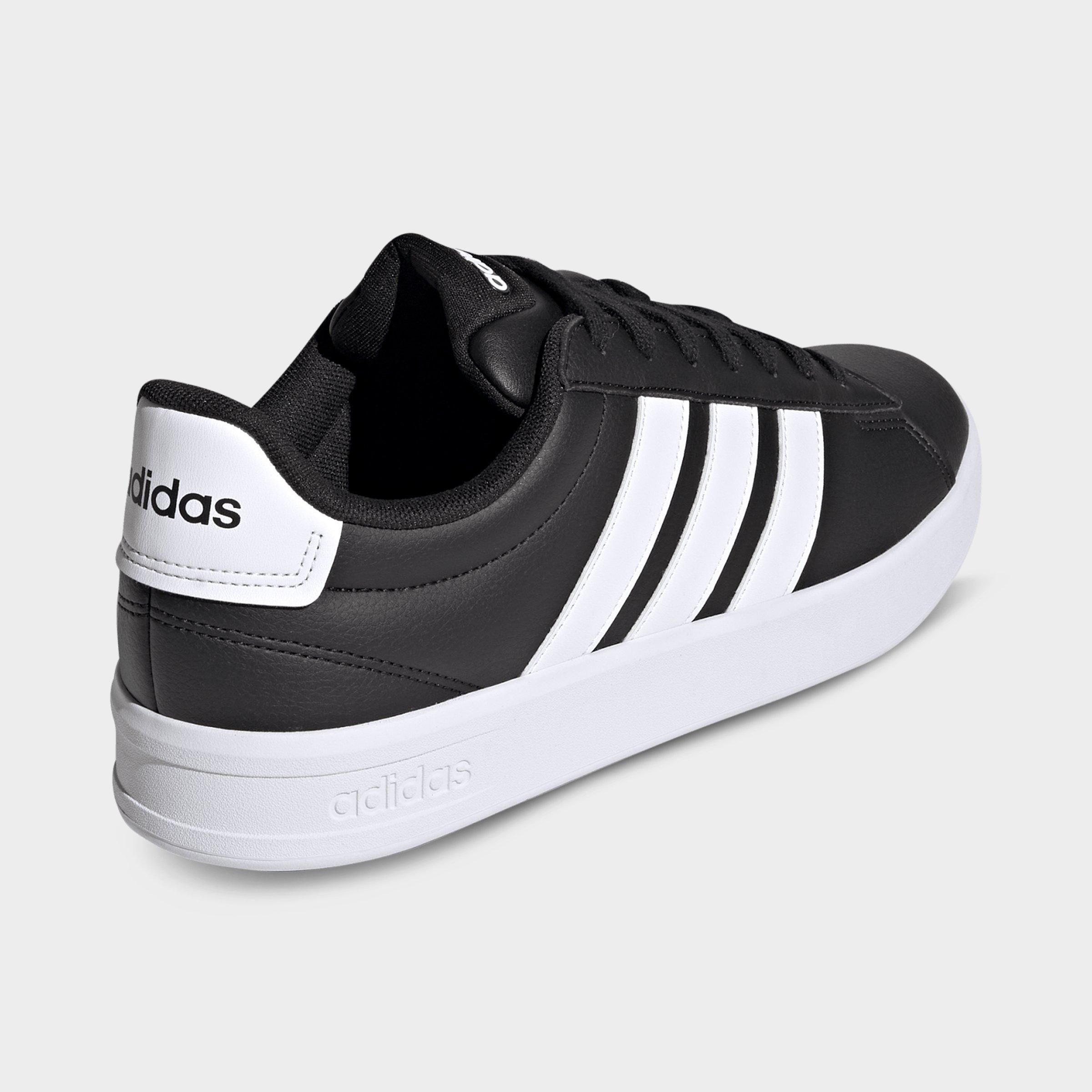 Men's adidas Grand Court Casual Shoes (Wide Width) - Core Black/Cloud White/Cloud White - Back view