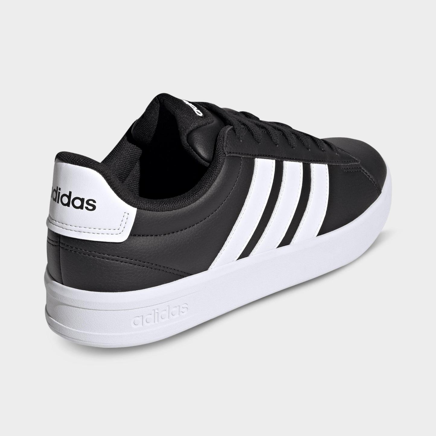 Men's adidas Grand Court Casual Shoes (Wide Width) - Core Black/Cloud White/Cloud White - Back view