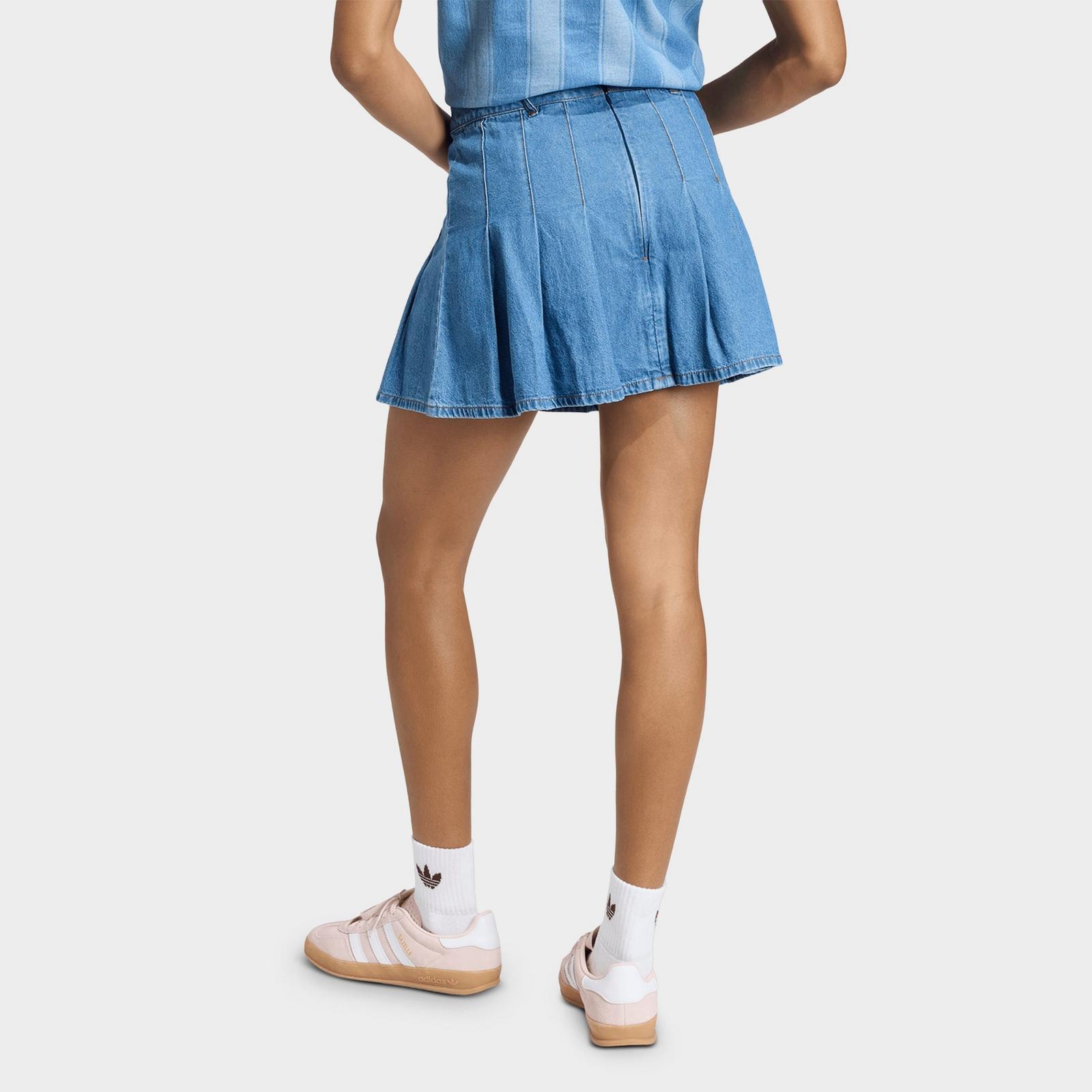 Women's adidas Originals Denim Pleated Skirt - Indigo Denim - view 3