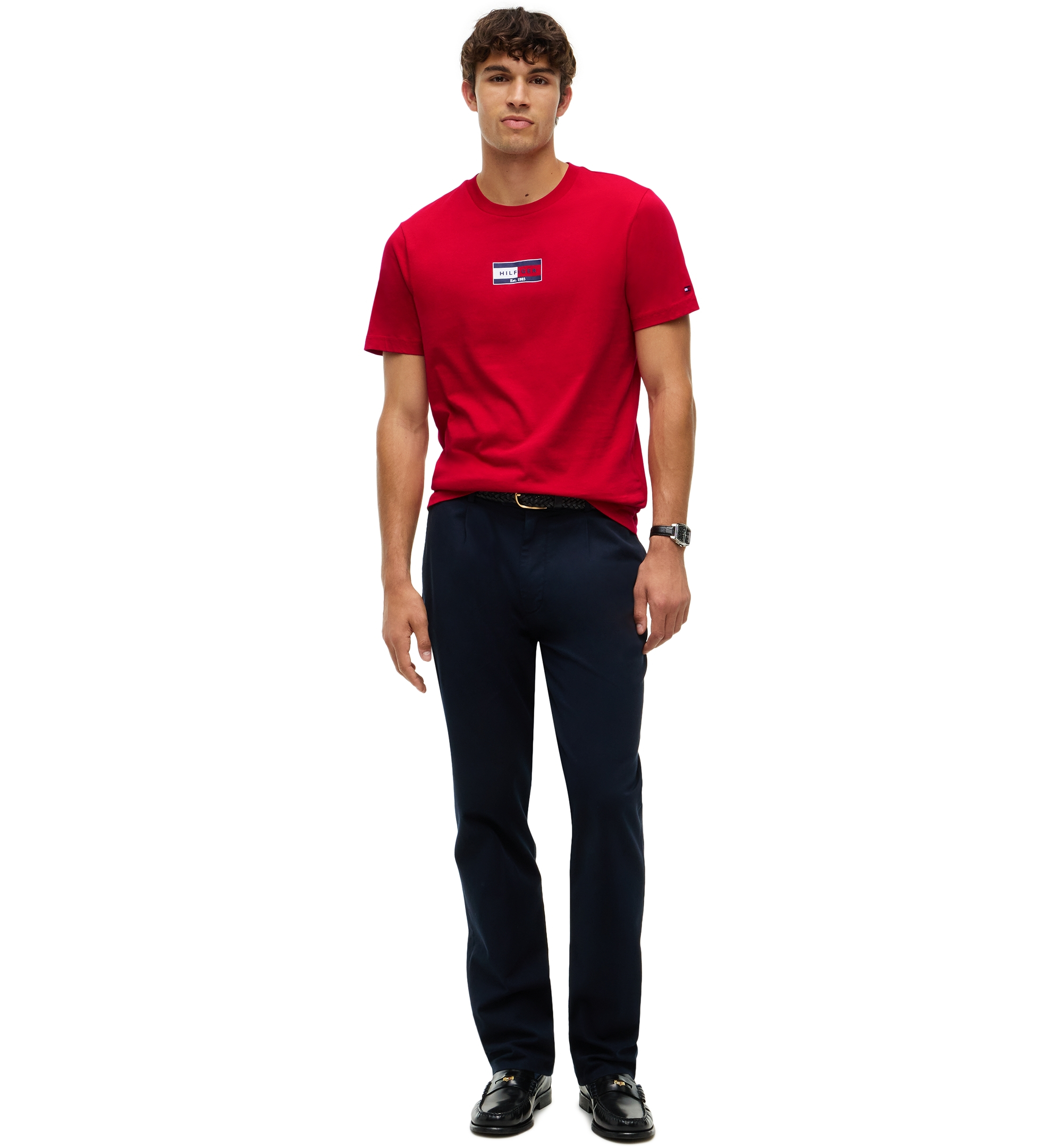 Tommy Hilfiger Men's Brand Love Small Flag T-Shirt - Medium Red