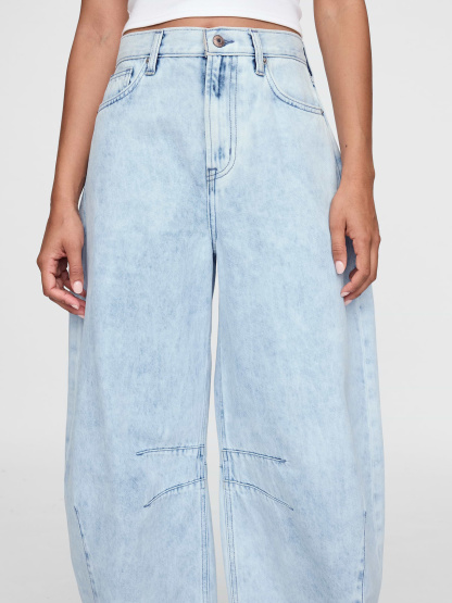 High Rise UltraSoft Crossover Horseshoe Jeans - Light indigo
