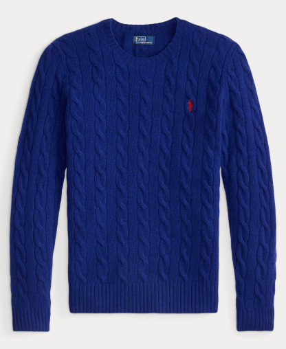 Polo Ralph Lauren Women's Cable Wool-Cashmere Crew Neck Sweater - Winter Night Navy