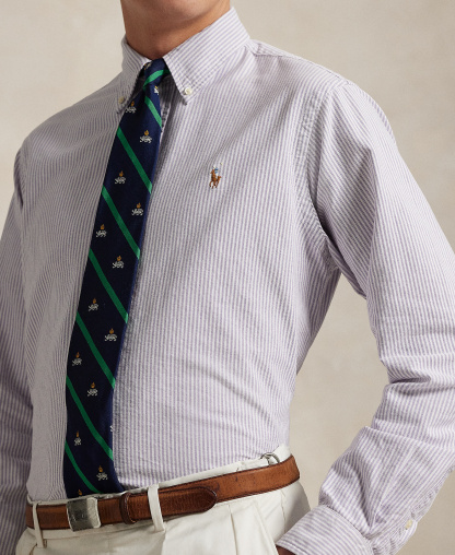 Polo Ralph Lauren Men's Classic-Fit Oxford Shirt - Thistle/White Stripe