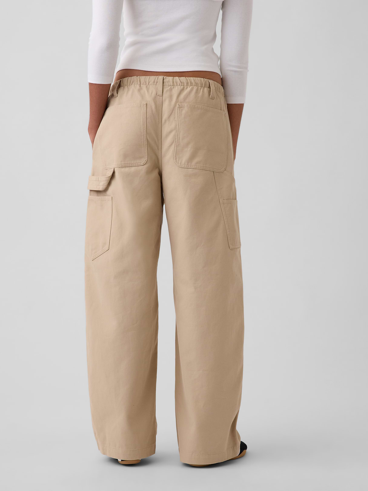 Canvas Easy Baggy Barrel Cargo Pants - Wicker tan