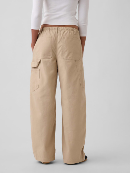 Canvas Easy Baggy Barrel Cargo Pants - Wicker tan