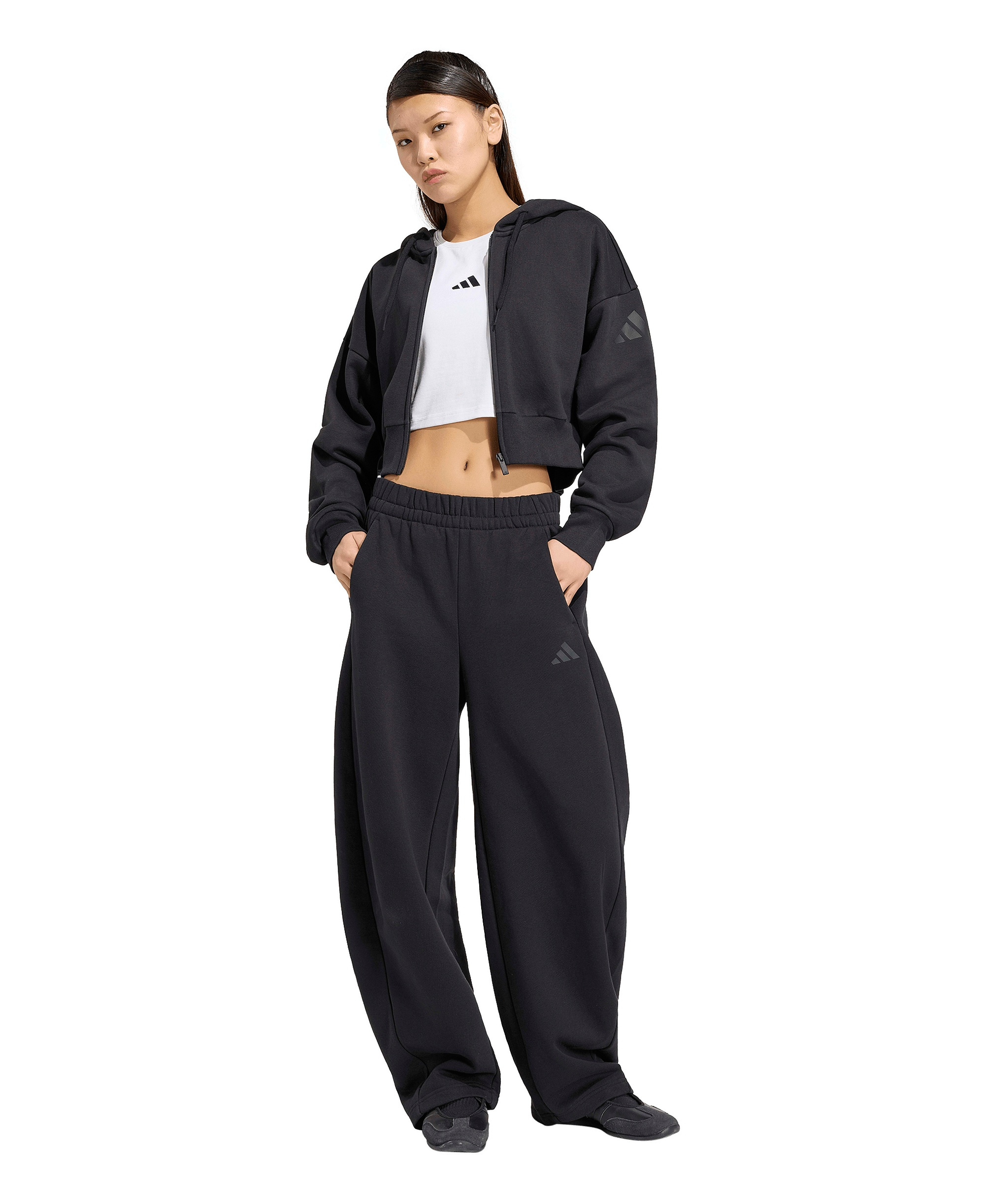 adidas Women's Essentials Contemporary Fleece Full-Zip Hooded Jacket - Black