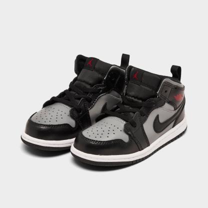 Boys' Toddler Air Jordan Retro 1 Mid Casual Shoes - Black/Gym Red/Particle Grey/White - view 2