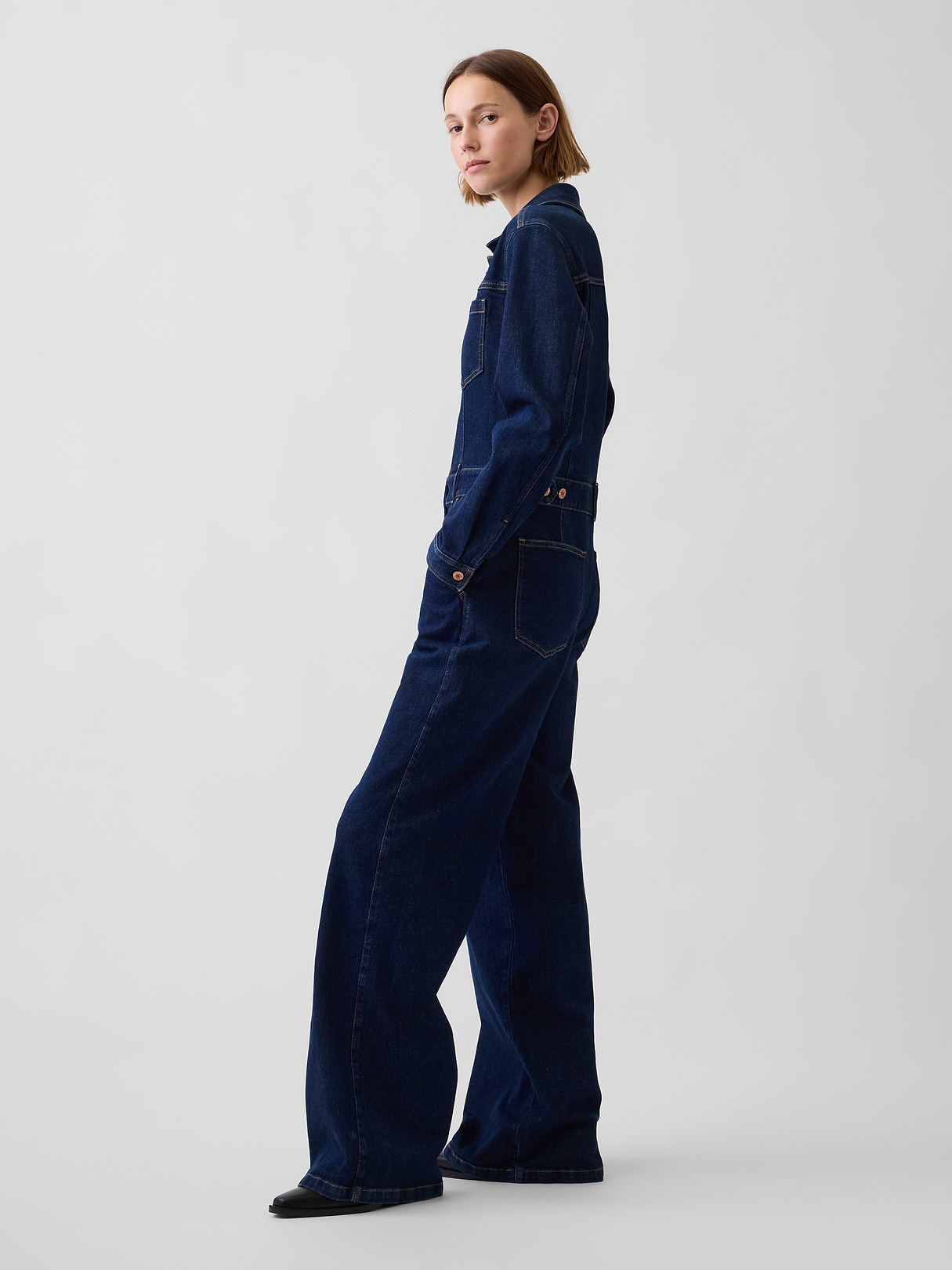 Denim Stride Wide-Leg Jumpsuit - Dark wash