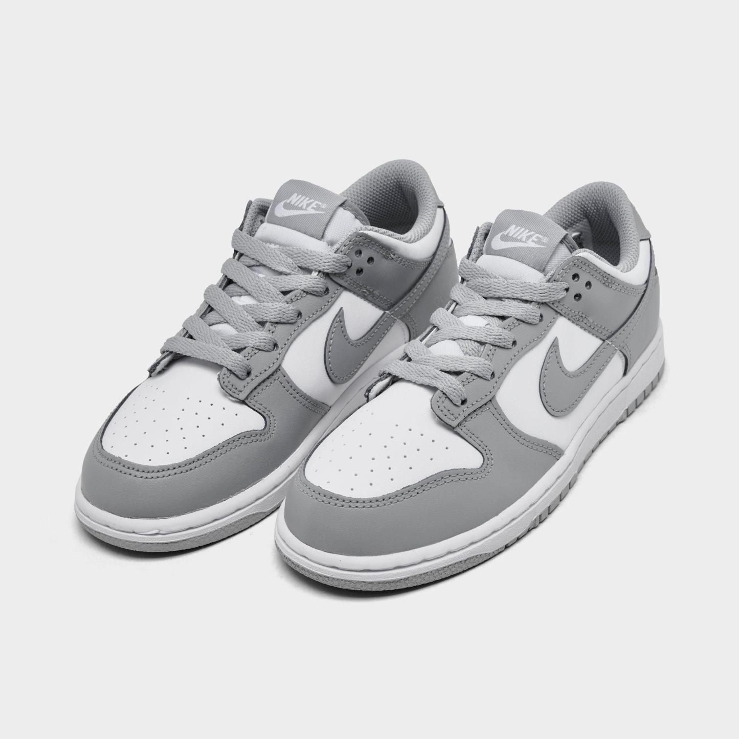 Little Kids' Nithtke Dunk Low Casual Shoes - Part 1 - White/Light Smoke Grey - Both shoes facing left
