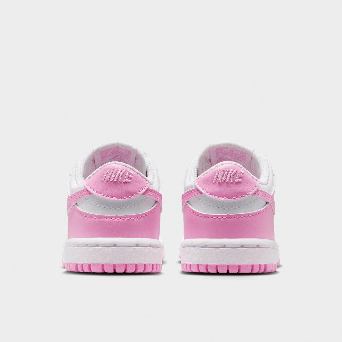 Kids' Toddler Nithtke Dunk Low Casual Shoes - White/White/White/Pink Rise - Back view