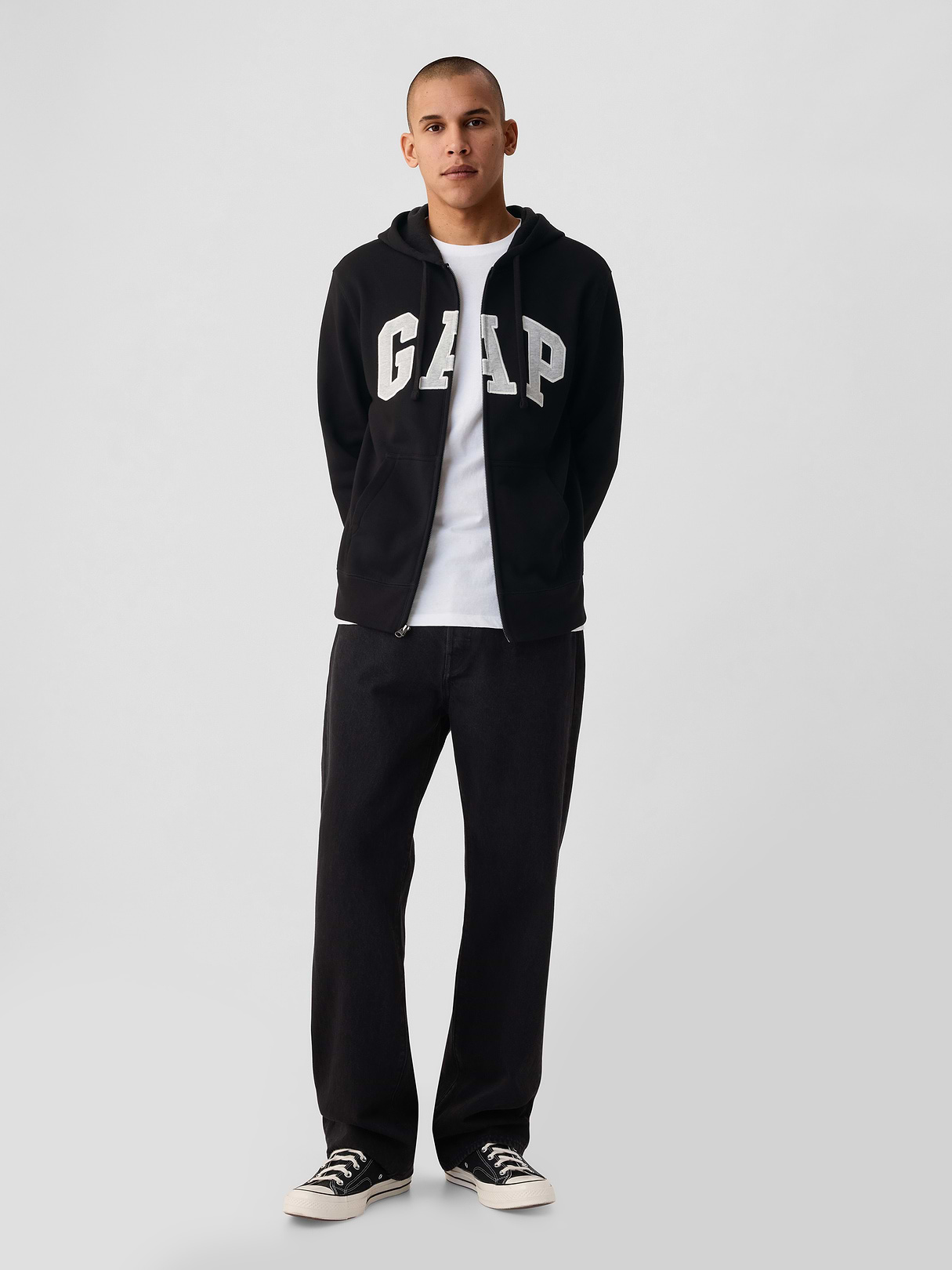 Adult VintageSoft Arch Logo Zip Hoodie - true black