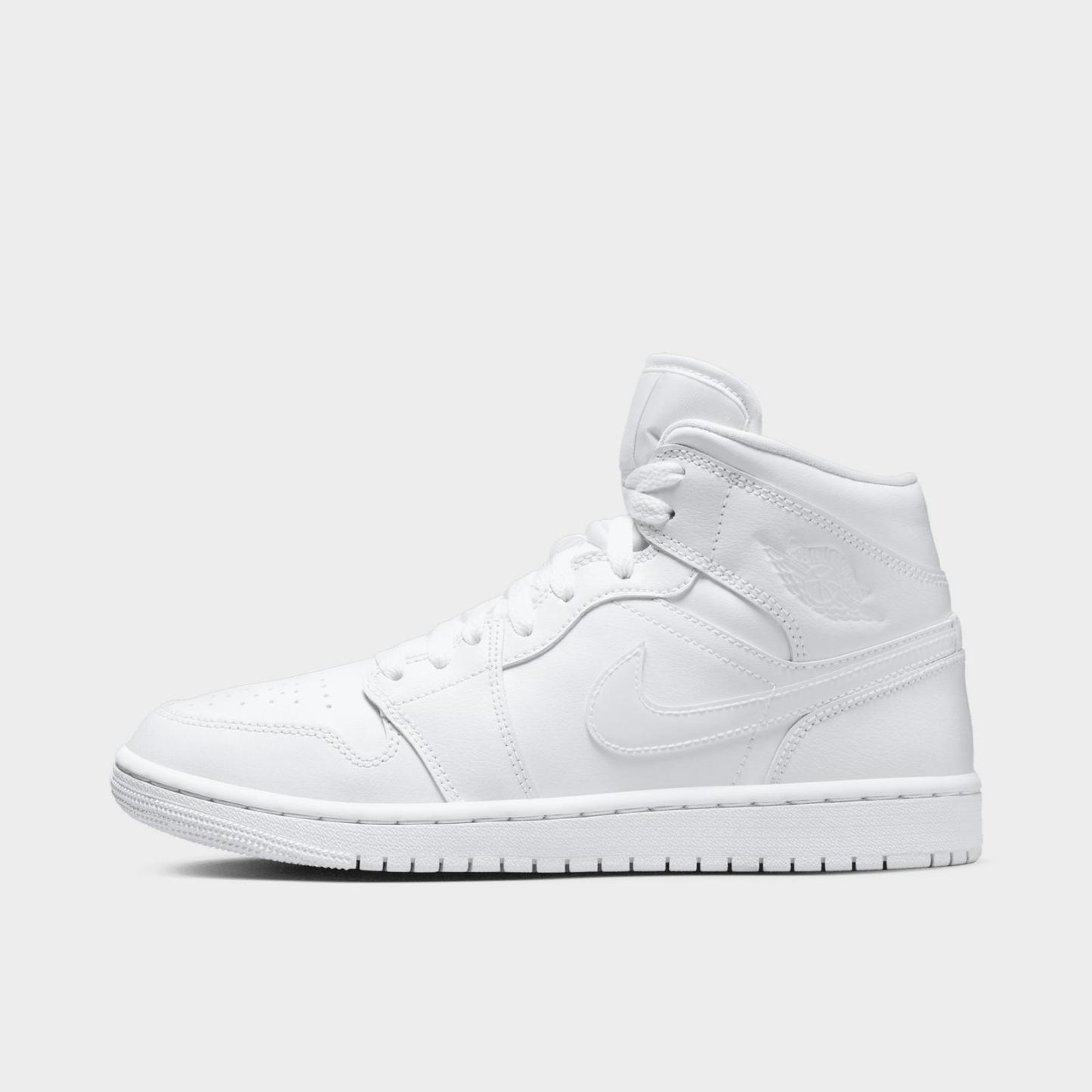 Women's Air Jordan Retro 1 Mid Casual Shoes - White/White/White - view 1