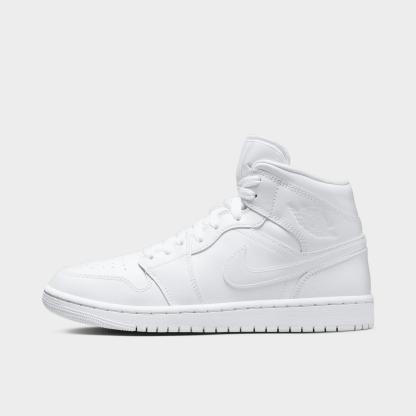 Women's Air Jordan Retro 1 Mid Casual Shoes - White/White/White - view 1