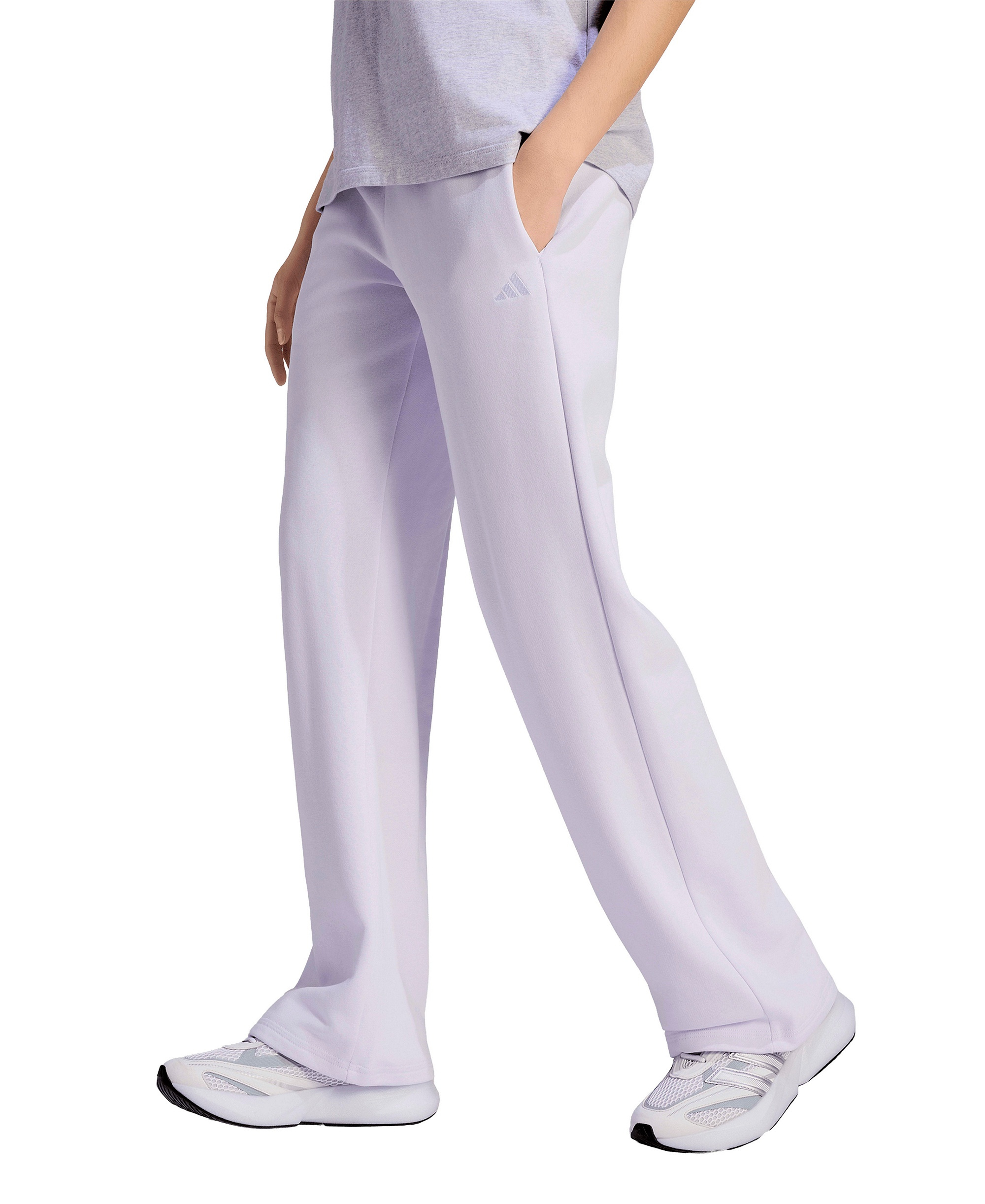 adidas Women's Essentials Small Logo Feel Cozy Open Hem Pants - Frozen Purple/White