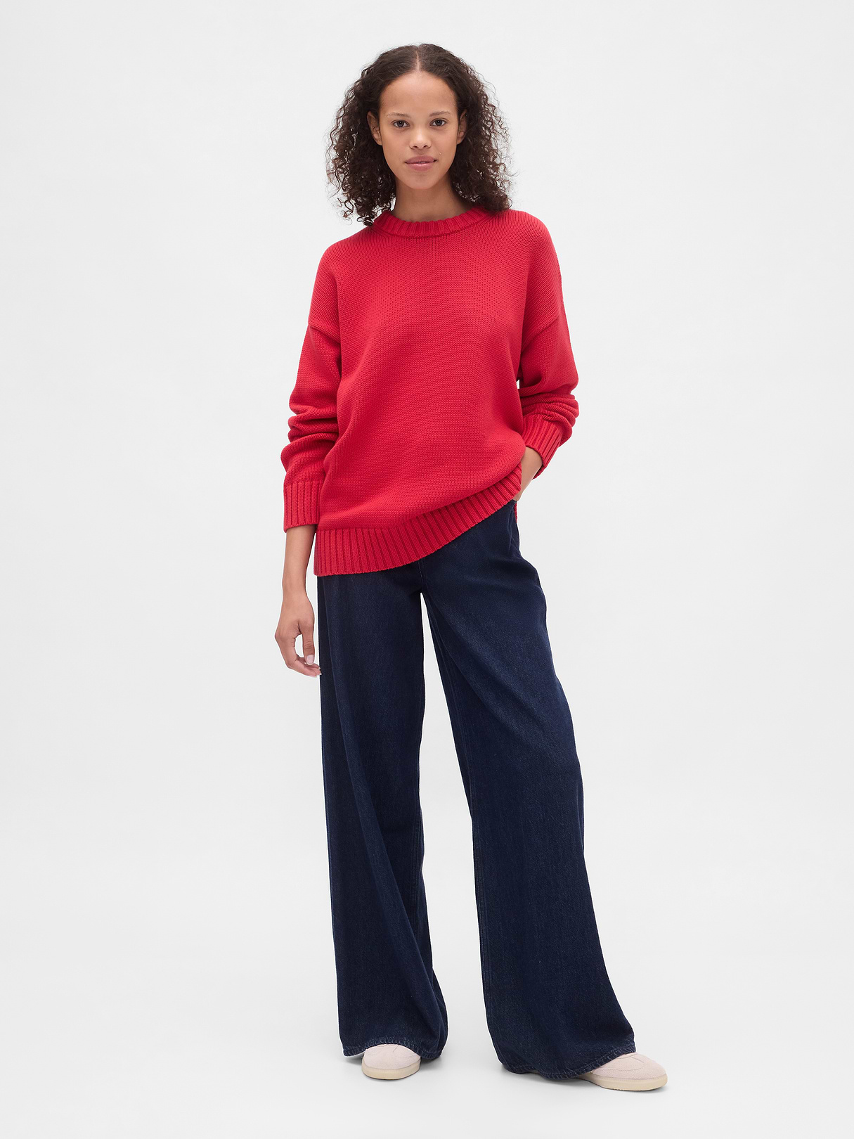 100% Cotton Oversized Sweater - Modern red