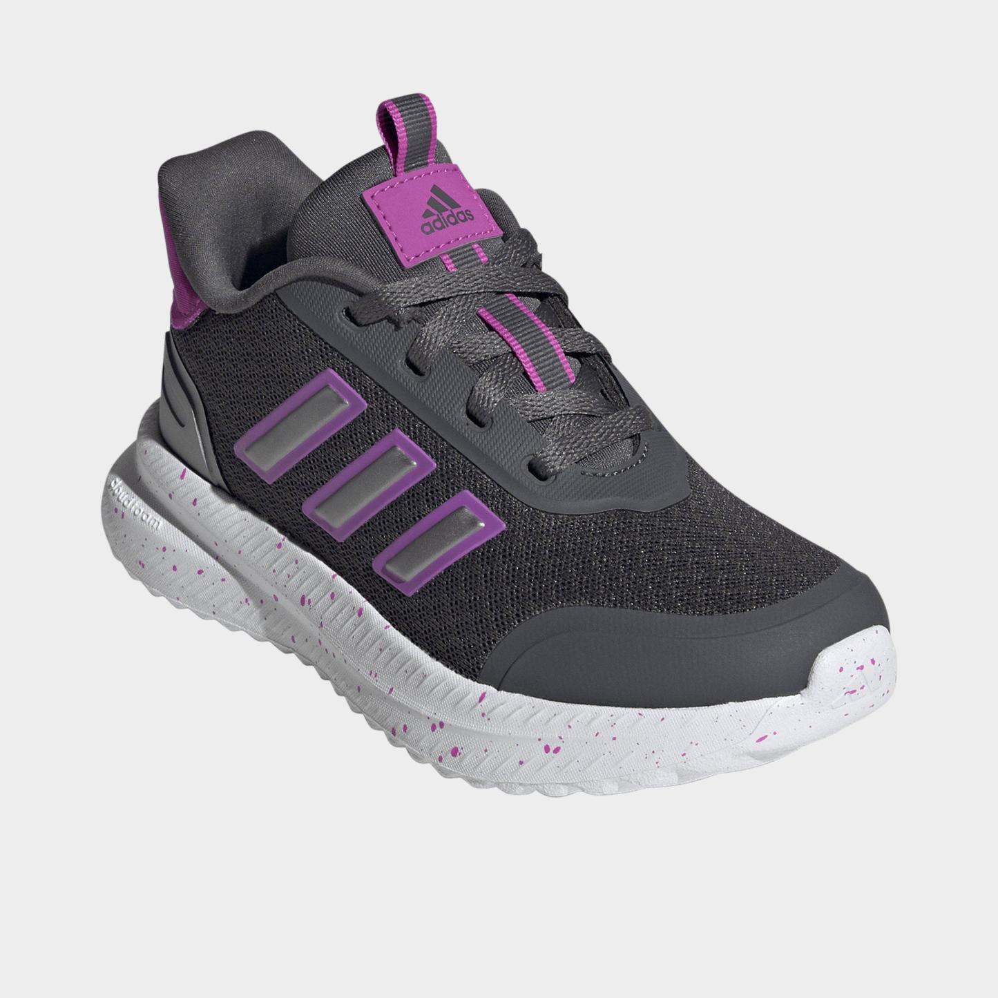 Big Kids' adidas X_PLRPATH Casual Shoes - Grey Five/Purple Burst/Iron Metallic - Both shoes facing left