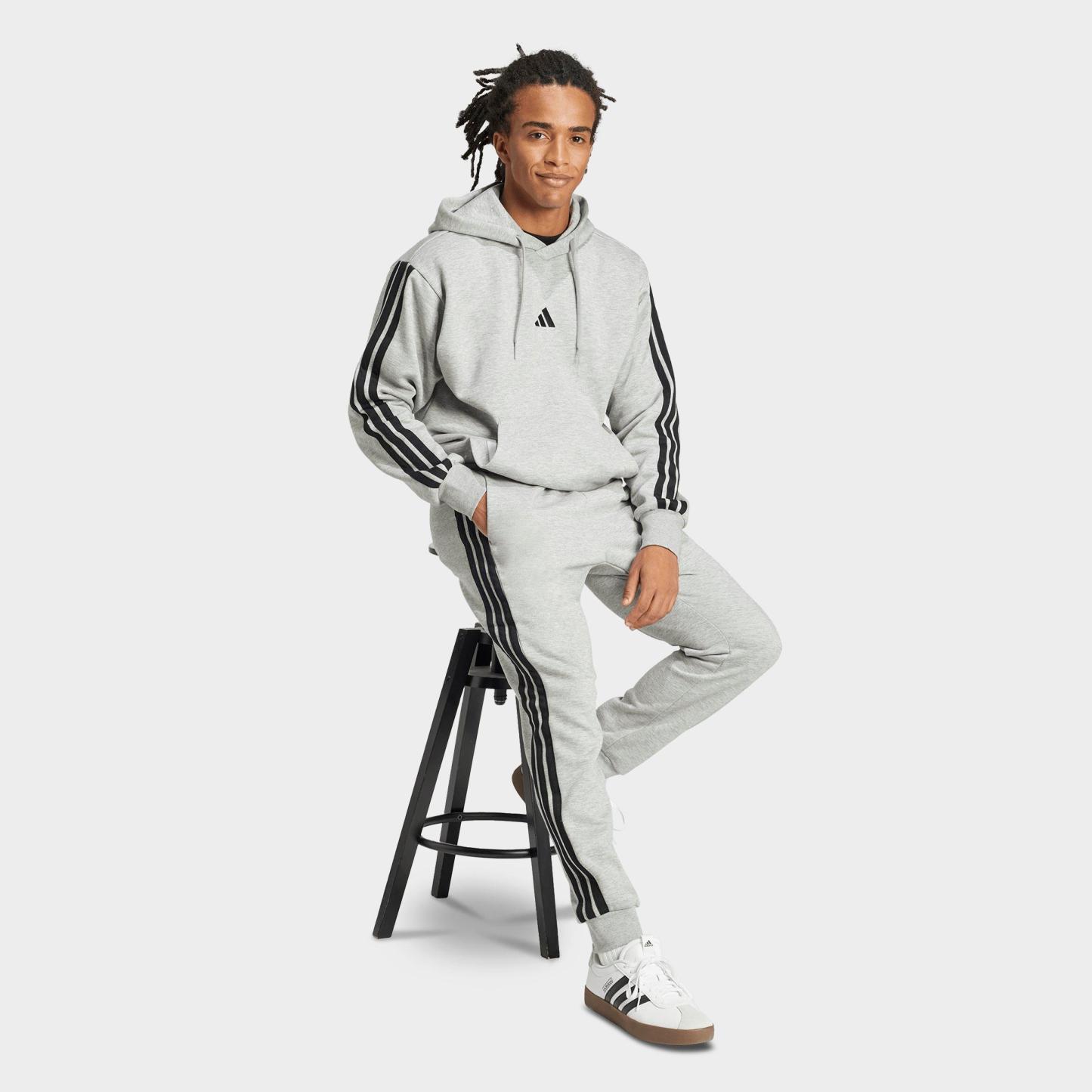 Men's adidas Essentials 3-Stripes Fleece Jogger Pants - Medium Grey Heather/Black