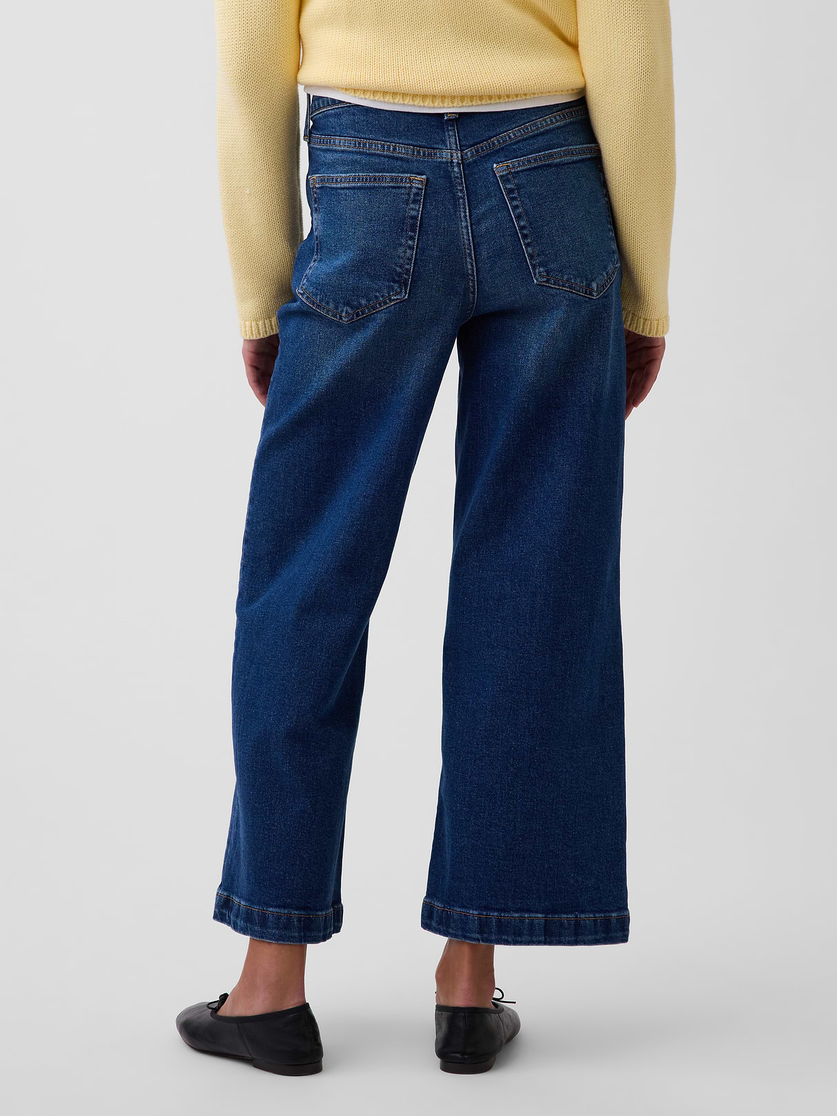 High Rise Stride Wide-Leg Ankle Jeans - Dark indigo wash
