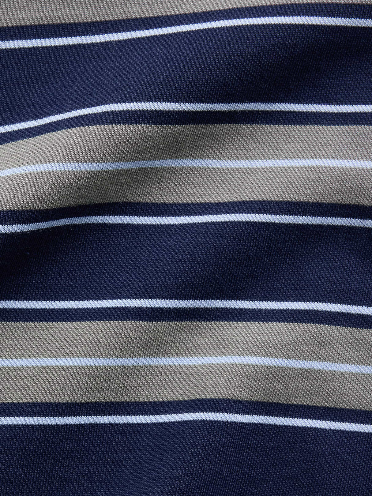 Knit Oversized Crop T-Shirt - Castor grey & navy blue stripe