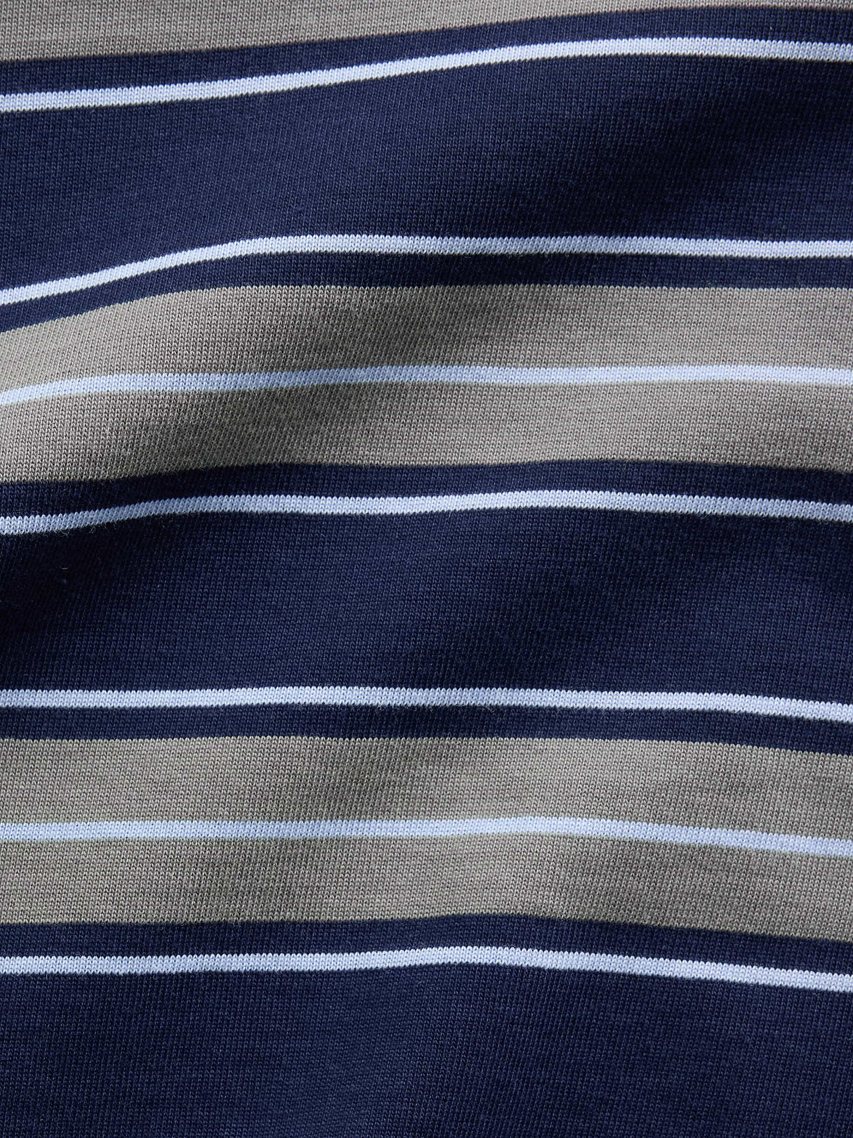 Knit Oversized Crop T-Shirt - Castor grey & navy blue stripe