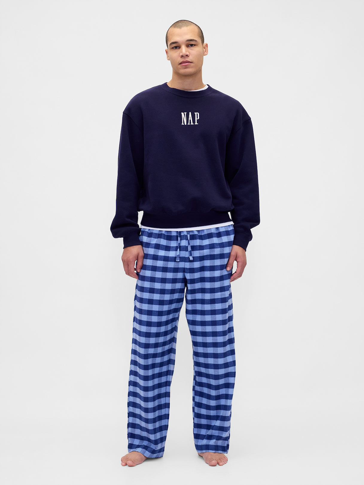 Adult Softest Flannel PJ Pants - Light indigo plaid
