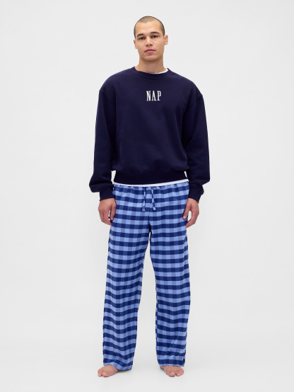 Adult Softest Flannel PJ Pants - Light indigo plaid