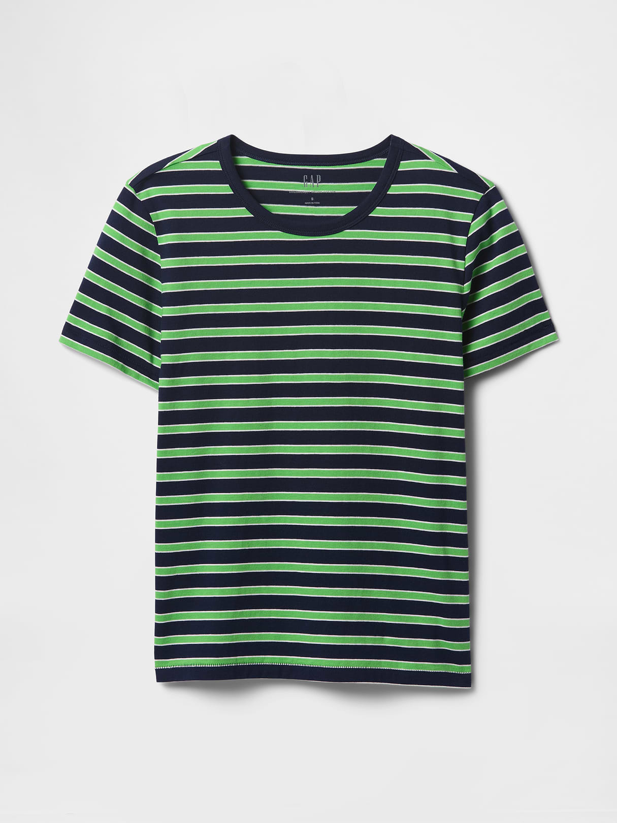 Organic Cotton VintageSoft T-Shirt - Navy blue and green stripe