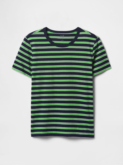 Organic Cotton VintageSoft T-Shirt - Navy blue and green stripe