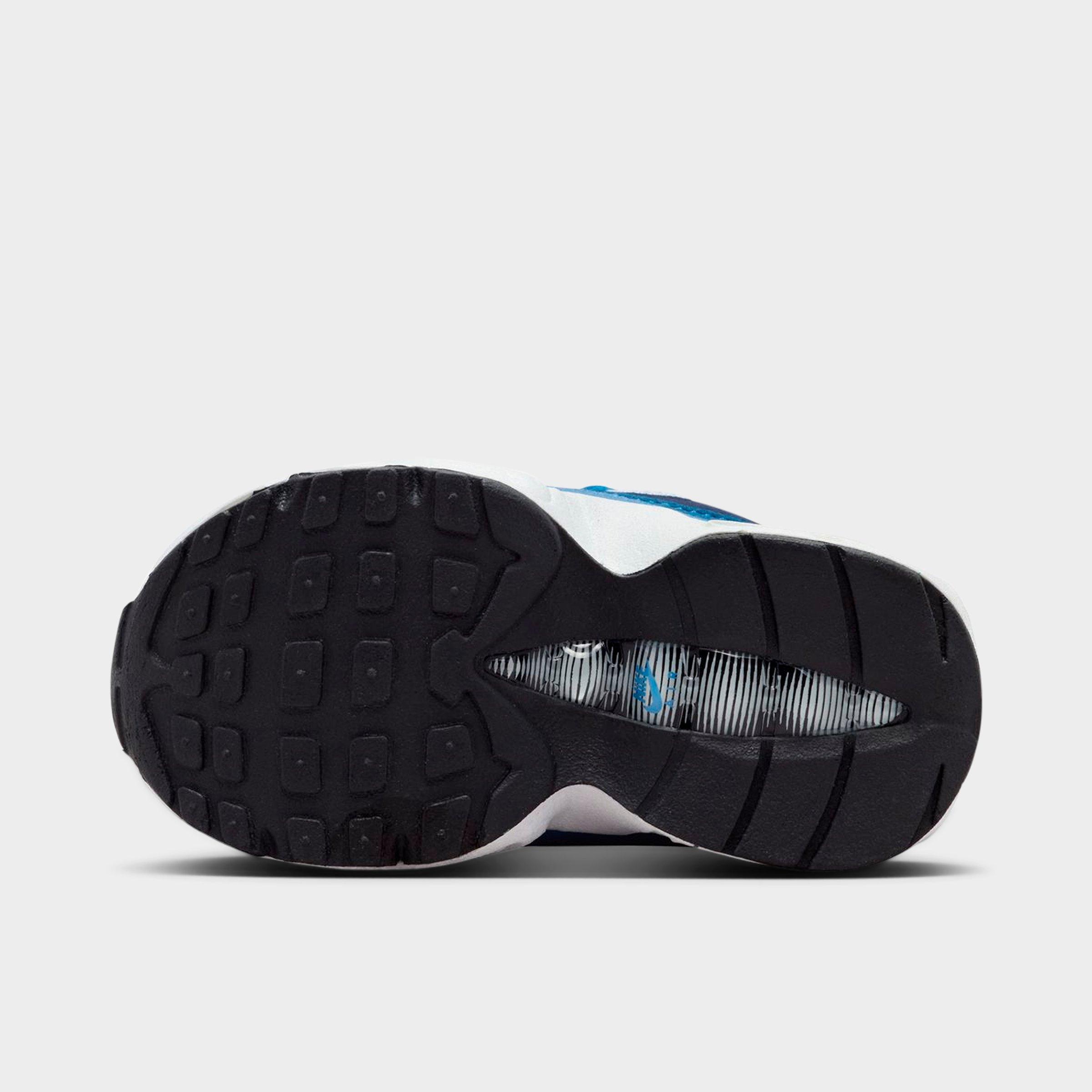 Kids' Toddler Nithtke Air Max 95 Casual Shoes - White/Lake Blue/French Blue/Emerald Green - Bottom view