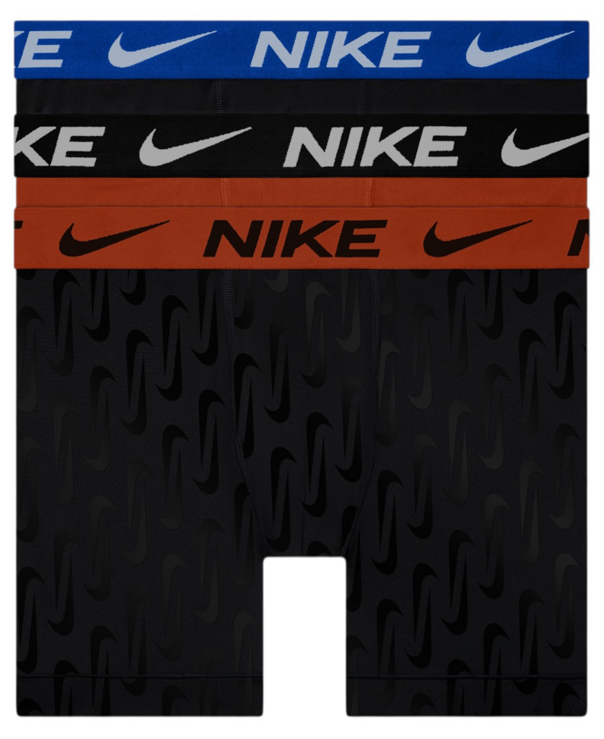 Nike Men's DRI-FIT Essential Micro Boxer Briefs, 3-Pack - Black Swoosh Link Print/Picante Red/Pure Platinum