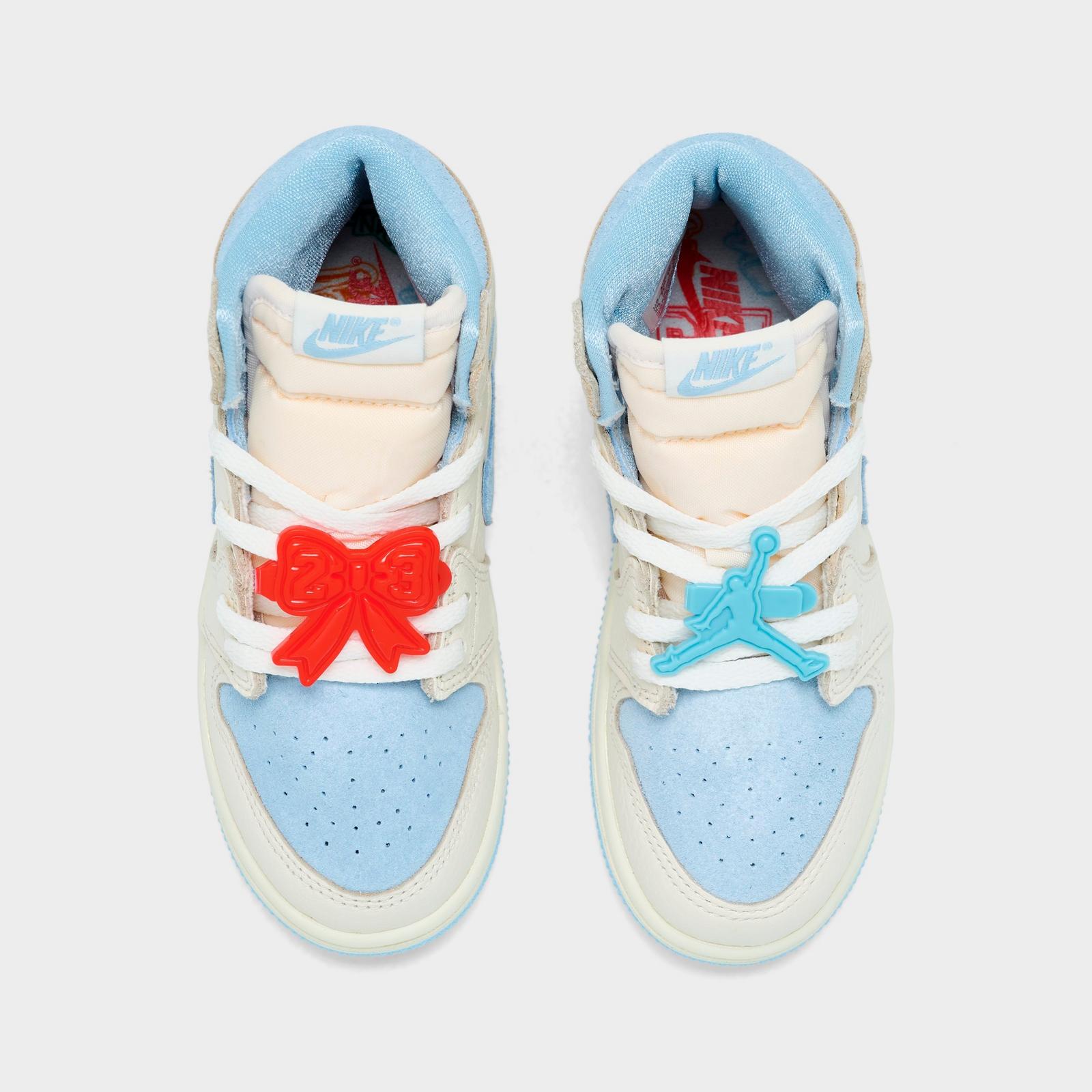Kids' Toddler Air Jordan Retro 1 High OG Casual Shoes - Pale Ivory/Psychic Blue/Coconut Milk - view 5