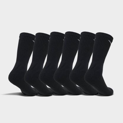 Nithtke Everyday Cushioned Training Crew Socks (6-Pack) - Black/White