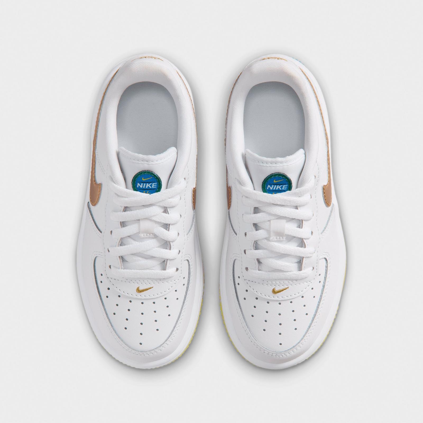Little Kids' Nike Force 1 Low Casual Shoes - White/Soar/Sonic Yellow/Metallic Gold