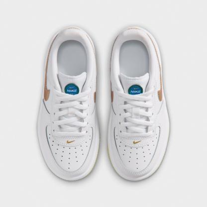 Little Kids' Nike Force 1 Low Casual Shoes - White/Soar/Sonic Yellow/Metallic Gold