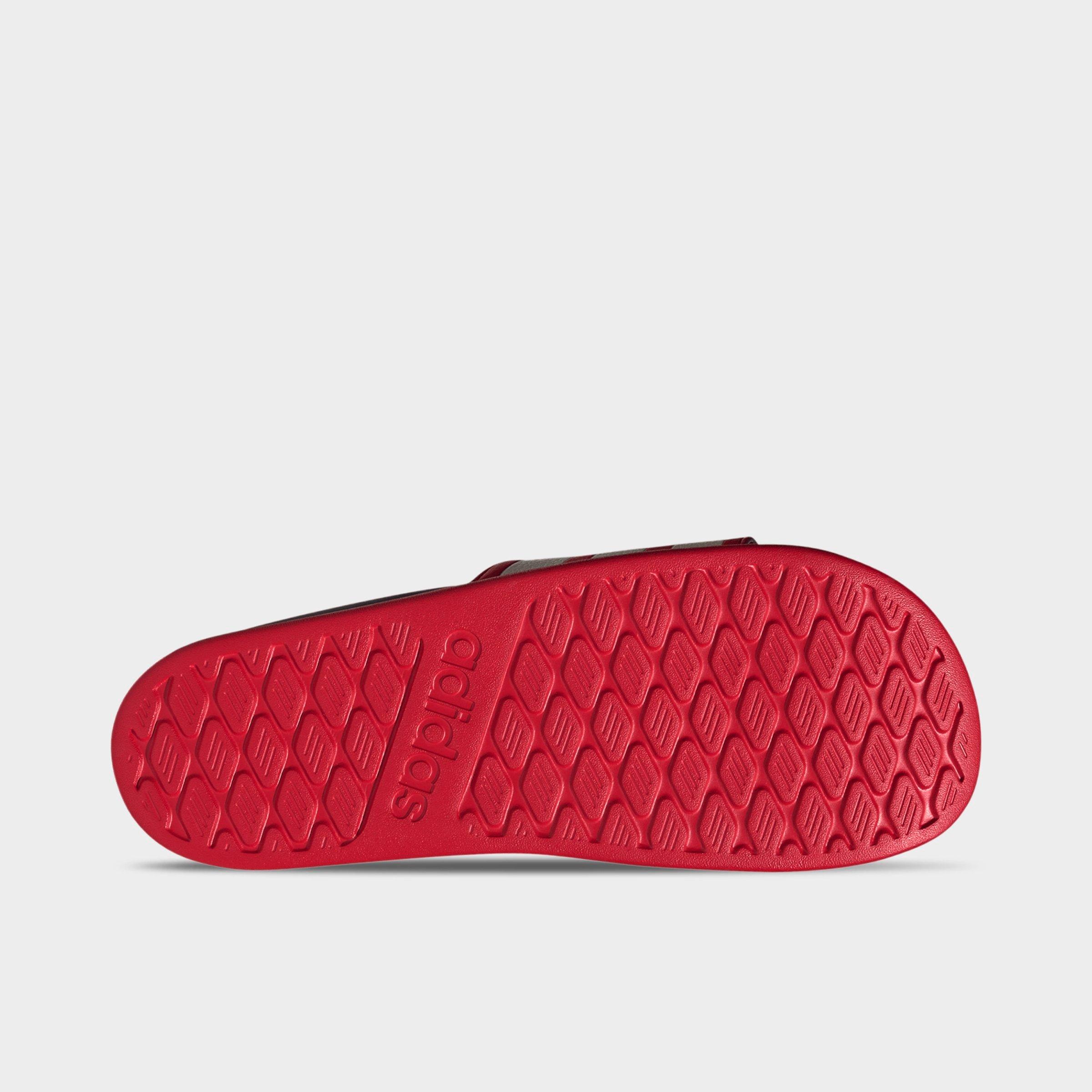 Women's adidas Adilette Comfort 2.0 Slide Sandals - Better Scarlet/Crystal White/Dark Blue - Bottom view