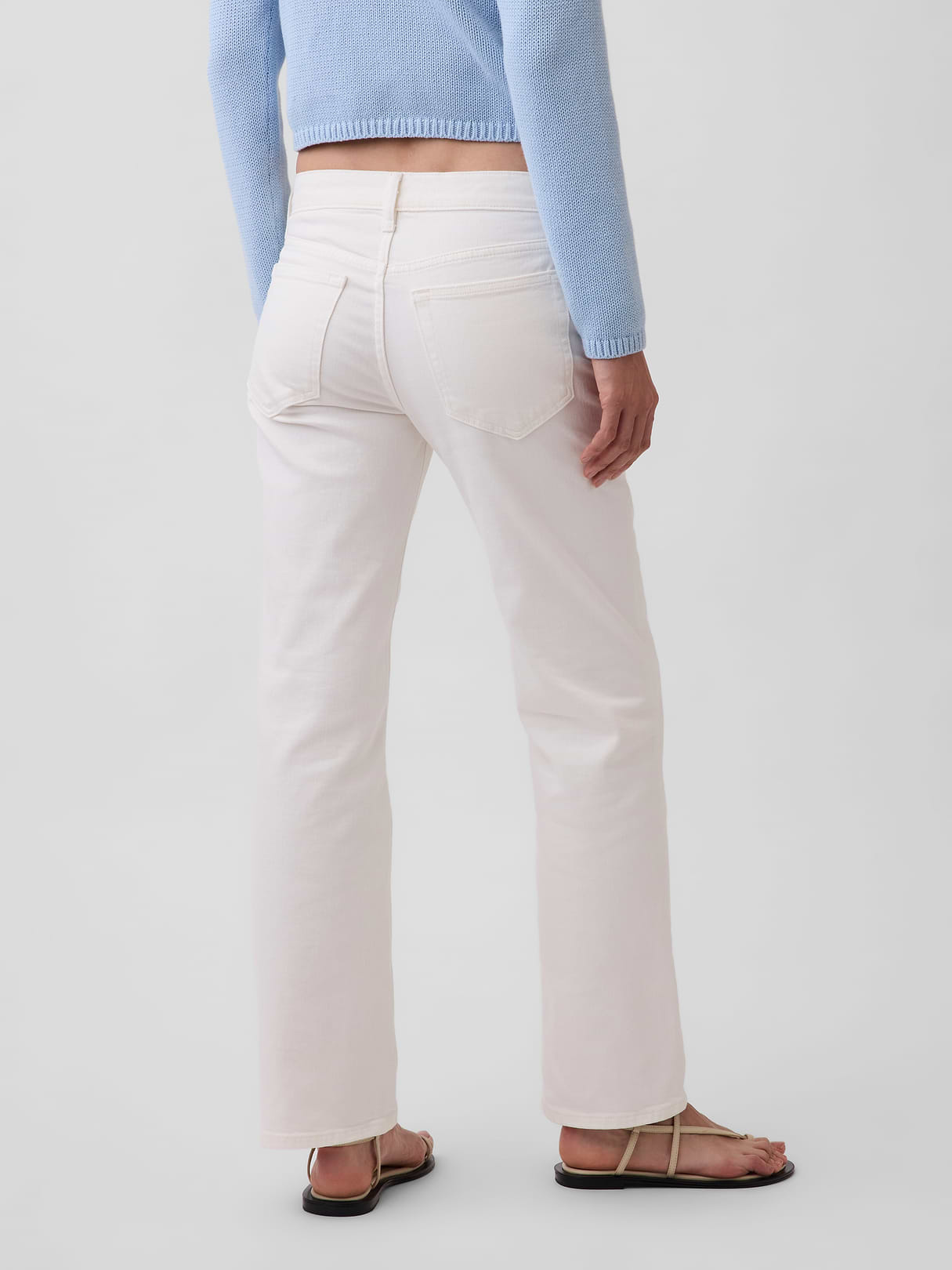 Mid Rise Corduroy Relaxed Straight Pants - Winter white